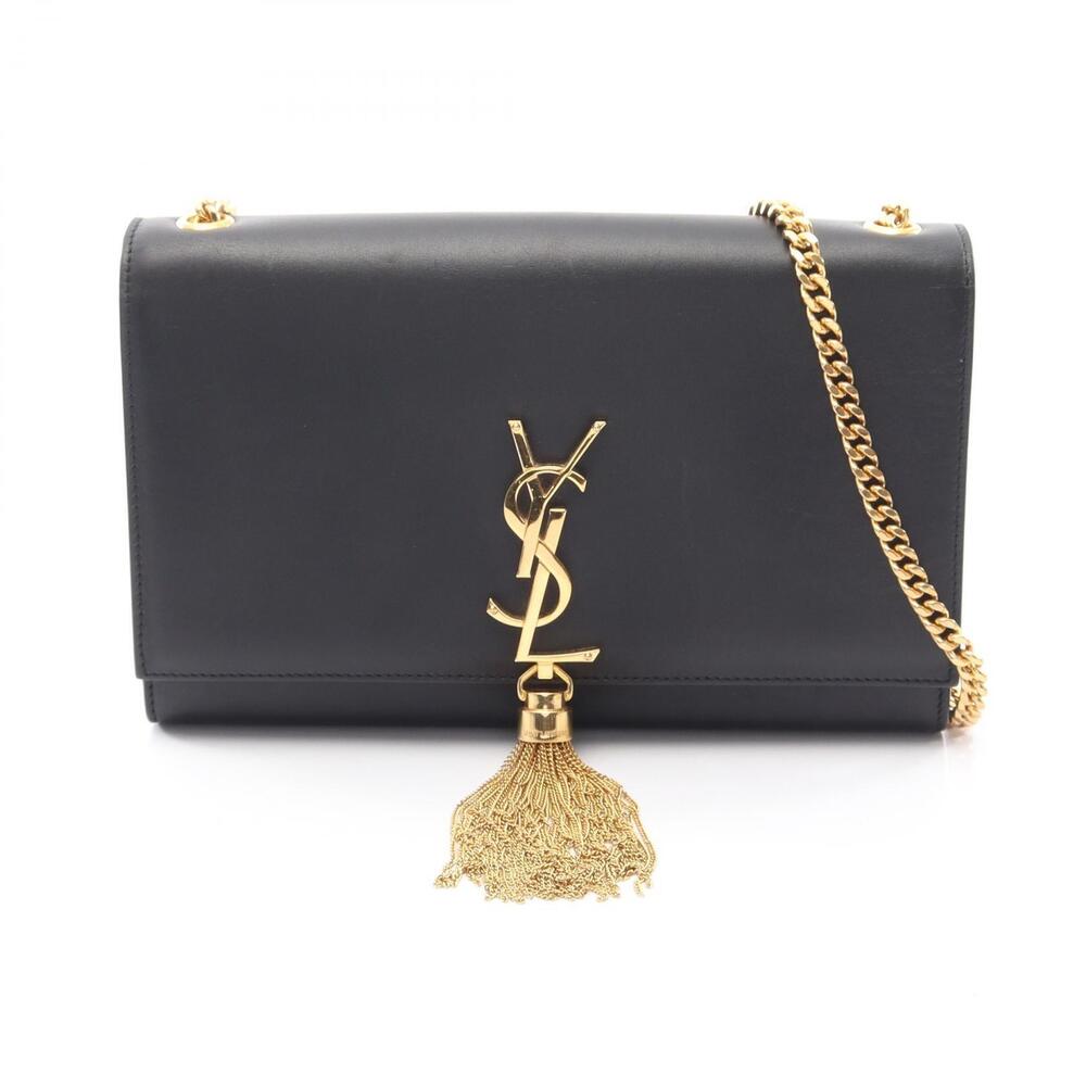 Saint Laurent Paris Kate Monogram Shoulder Bag Leather Black